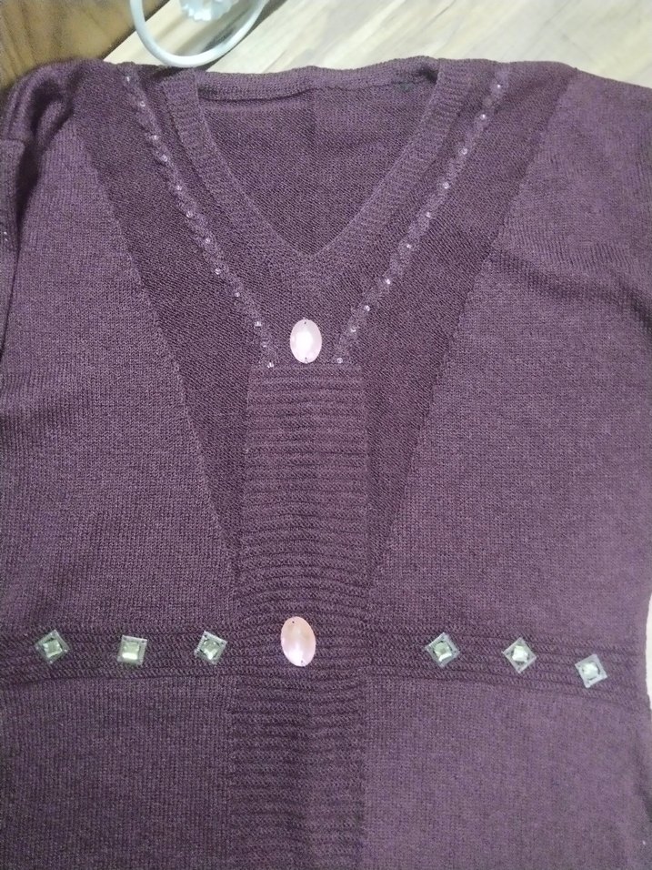 Mor V-Yaka sıfır triko - Görsel 2