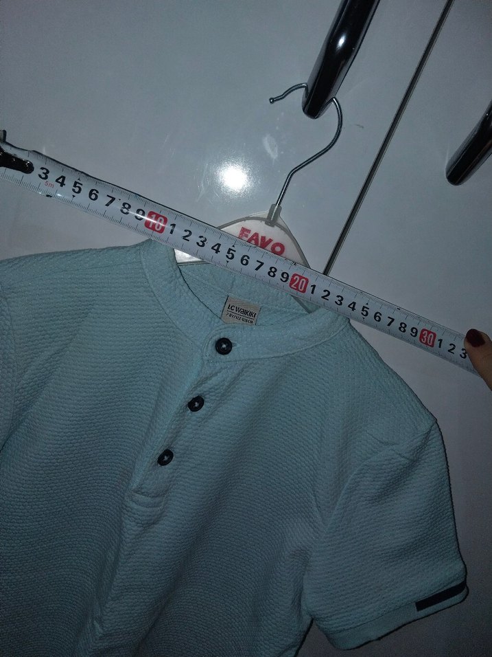 Mavi Pamuklu Düğmeli Kısa Kollu Erkek Gömlek - Görsel 5