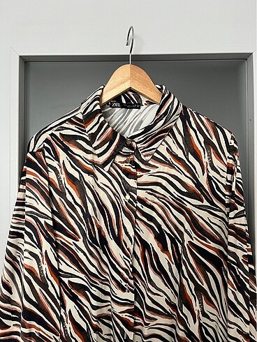 Zara zebra desen saten elbise