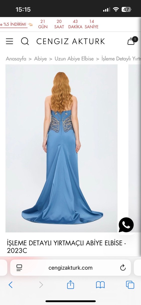 İşlemeli Yırtmaçlı Straplez Uzun Abiye Elbise - Görsel 3