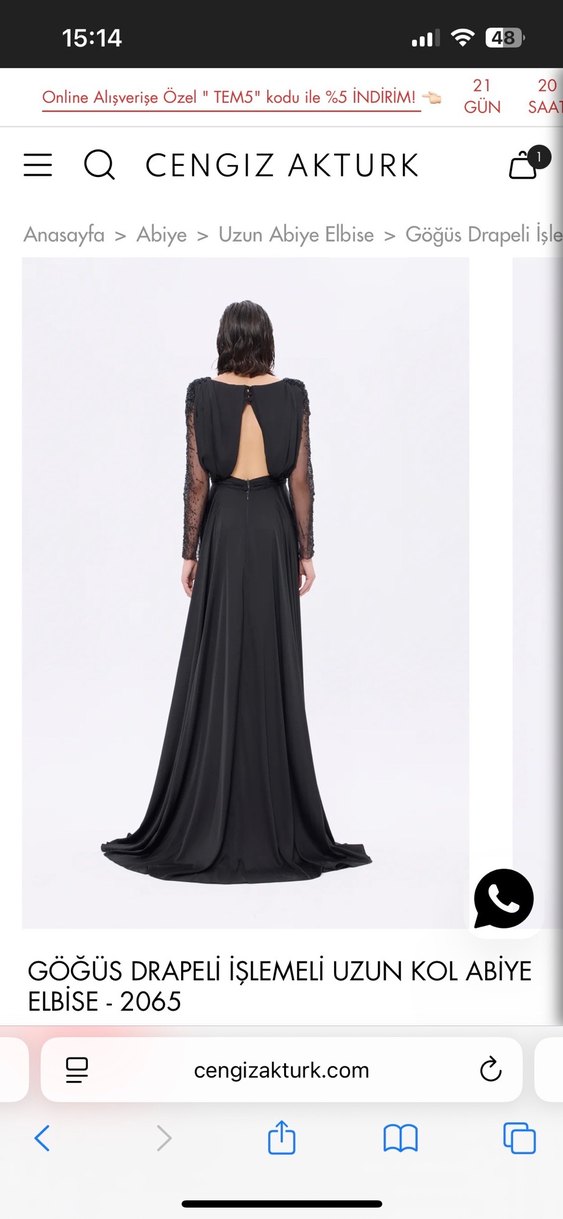 Drapeli İşlemeli Siyah Uzun Kollu Abiye Elbise - Görsel 3