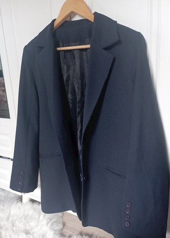 s Beden Kadın lacivert Düğmeli Uzun Kollu Blazer Ceket