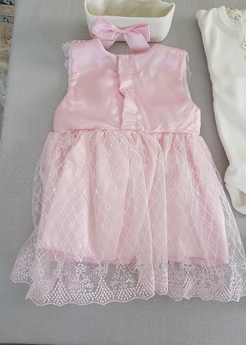 Kız Bebek Dantel Nakışlı Elbise Takımı-Bayramlık-Mevlütlük - Görsel 4