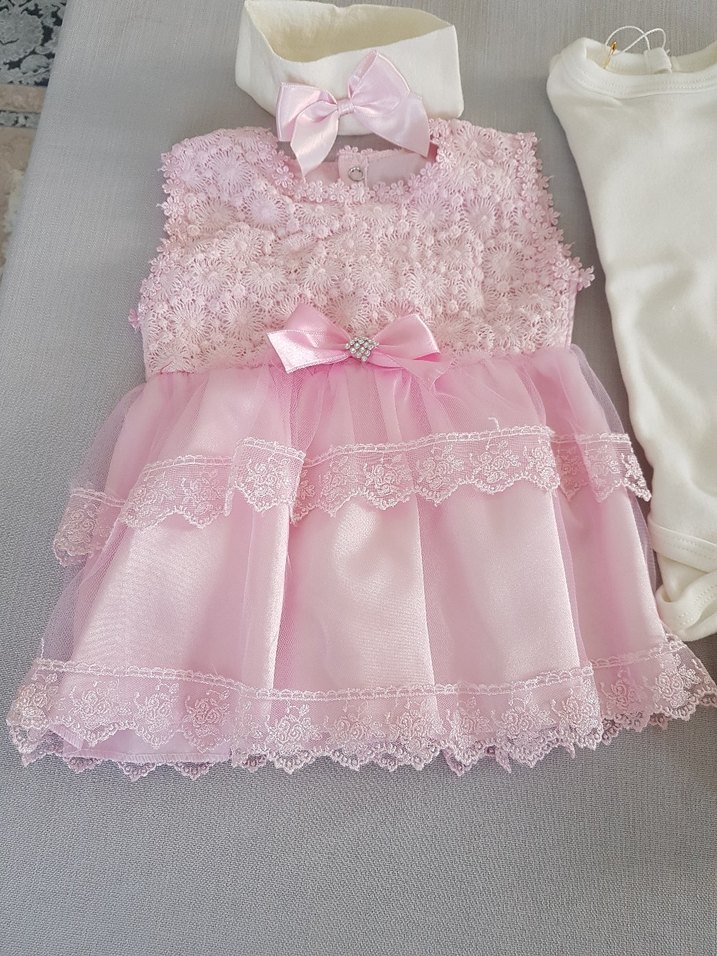 Dantel Nakışlı Kız Bebek Takımı-Bayramlık-Mevlütlük - Görsel 2