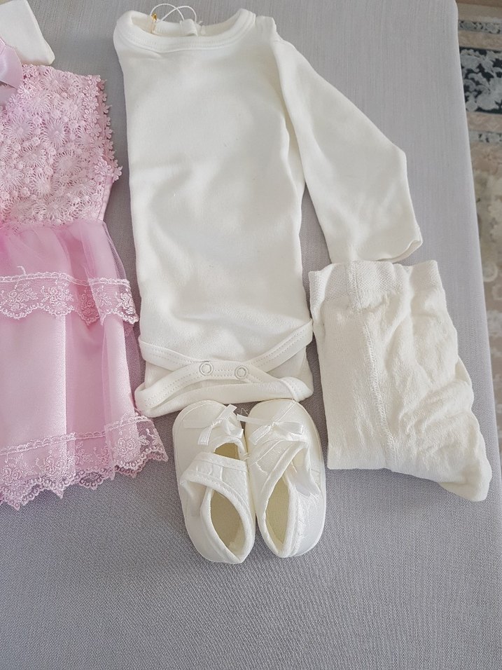 Dantel Nakışlı Kız Bebek Takımı-Bayramlık-Mevlütlük - Görsel 3