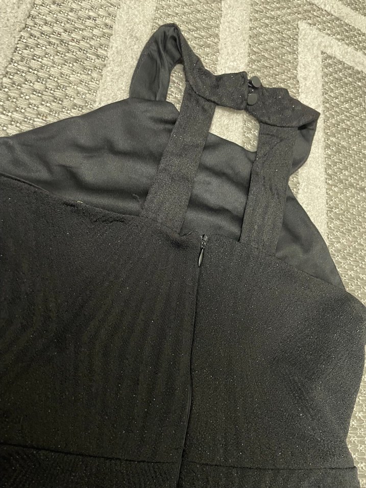 simli siyah gece elbisesi - Görsel 3