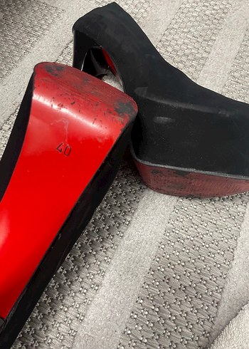 siyah süet platform topuklu ayakkabı - Görsel 3