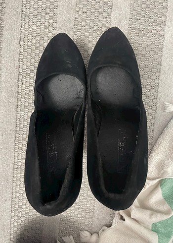 siyah süet platform topuklu ayakkabı - Görsel 6