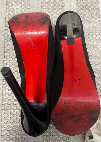 siyah süet platform topuklu ayakkabı - Görsel 4