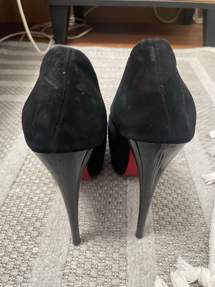 siyah süet platform topuklu ayakkabı - Görsel 5