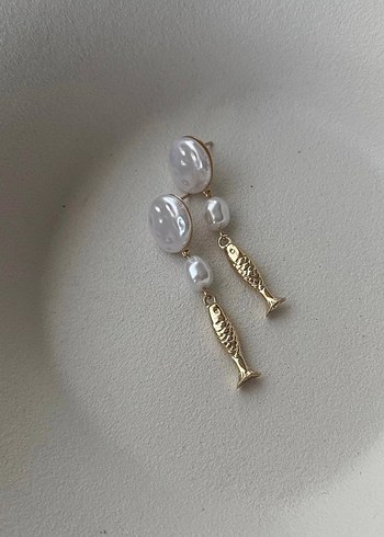Zara Turkuaz Boncuklu Midi Balık Küpe