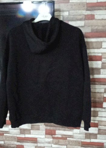 42 Beden Siyah Kapüşonlu Panda Baskılı Sweatshirt