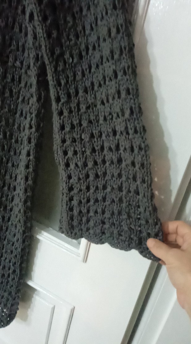 Uzun Kollu Bohem Gri Kadın Hırka - Görsel 4