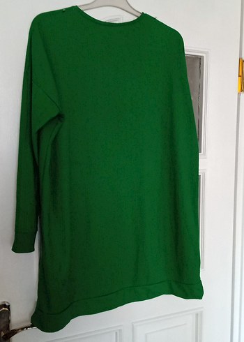 Parlak Yeşil Kadın Keten Uzun Kollu tunik - Görsel 5