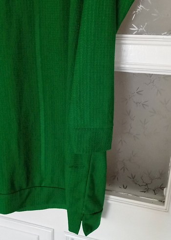 Parlak Yeşil Kadın Keten Uzun Kollu tunik - Görsel 3