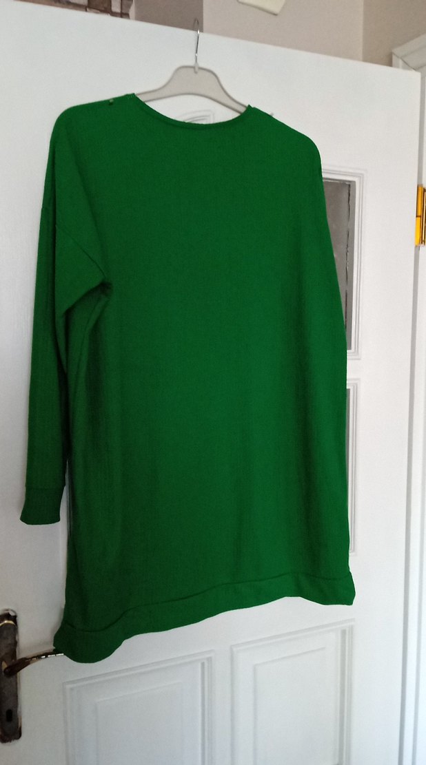 Parlak Yeşil Kadın Keten Uzun Kollu tunik - Görsel 5