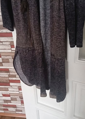 Gri Uzun Triko Salaş Hırka - Görsel 3