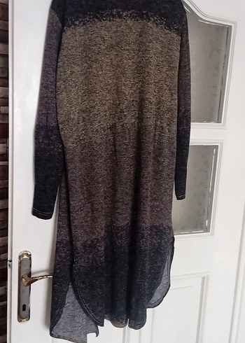 Gri Uzun Triko Salaş Hırka - Görsel 5