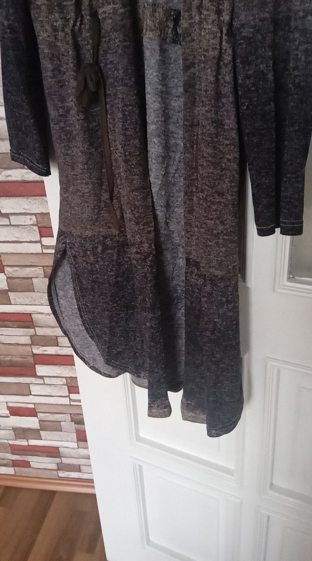 Gri Uzun Triko Salaş Hırka - Görsel 3