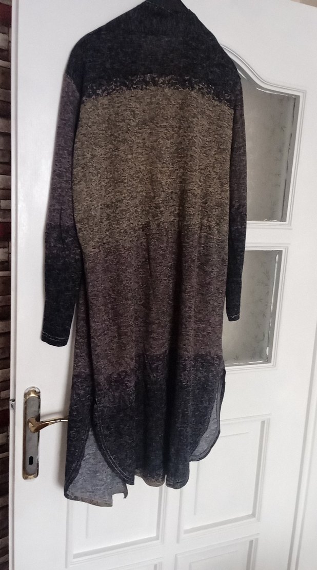 Gri Uzun Triko Salaş Hırka - Görsel 5