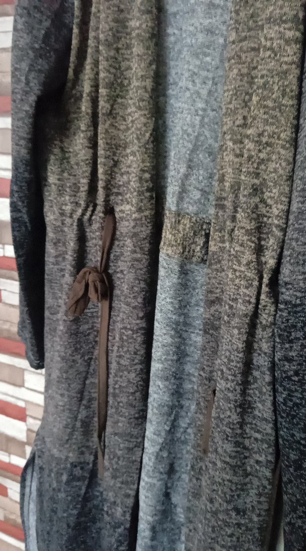 Gri Uzun Triko Salaş Hırka - Görsel 2