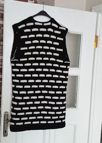 Siyah Gri V Yaka Örgü Kadın Yelek - Görsel 5