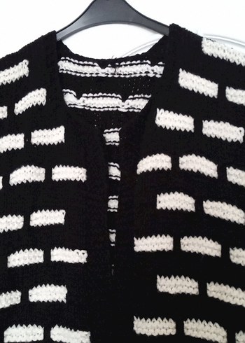 Siyah Gri V Yaka Örgü Kadın Yelek - Görsel 3