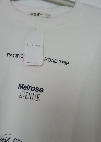 Beyaz Baskılı Kadın Sweatshirt - Görsel 3