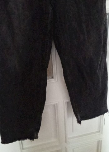 Siyah Midi Boy Bol Kesim Kot Pantolon - Görsel 2