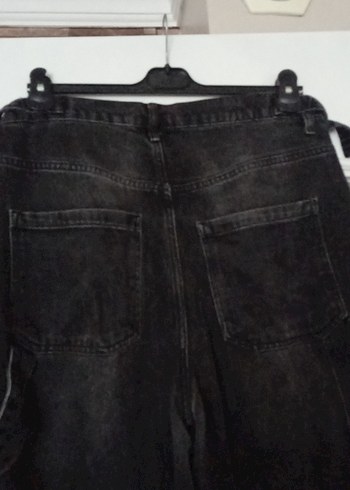 Siyah Midi Boy Bol Kesim Kot Pantolon - Görsel 5