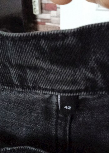 Siyah Midi Boy Bol Kesim Kot Pantolon - Görsel 7