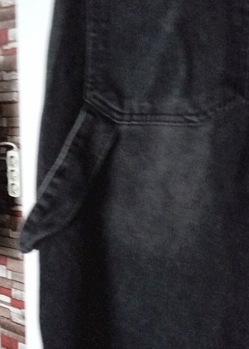 Siyah Midi Boy Bol Kesim Kot Pantolon - Görsel 6