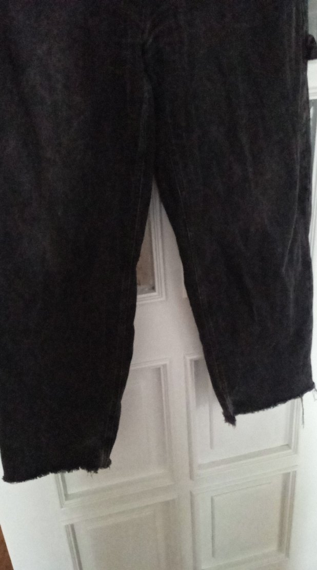 Siyah Midi Boy Bol Kesim Kot Pantolon - Görsel 2