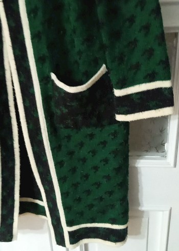 Yeşil Uzun Örgü Kadın Kaban - Görsel 4