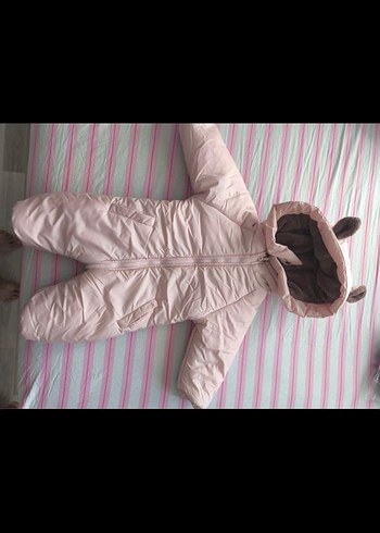 Pembe Bebek Kız Tulumu Fermuarlı Kapüşonlu - Görsel 2