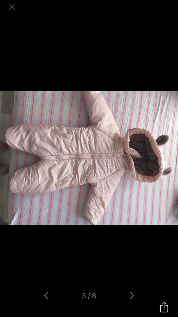 Pembe Bebek Kız Tulumu Fermuarlı Kapüşonlu - Görsel 2