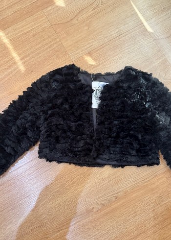 Kız Çocuk Siyah Kürk Detaylı Bolero - Görsel 3