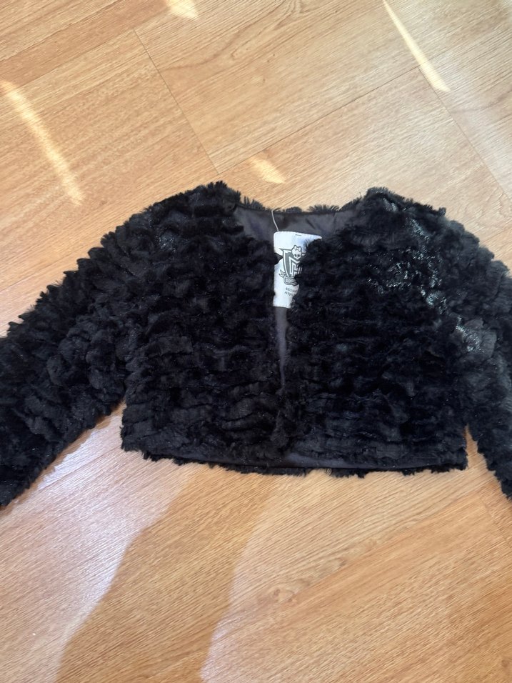 Kız Çocuk Siyah Kürk Detaylı Bolero - Görsel 3