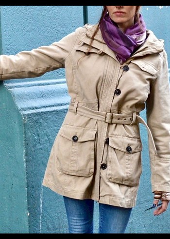 Mango Bej Rengi Mont - Görsel 9