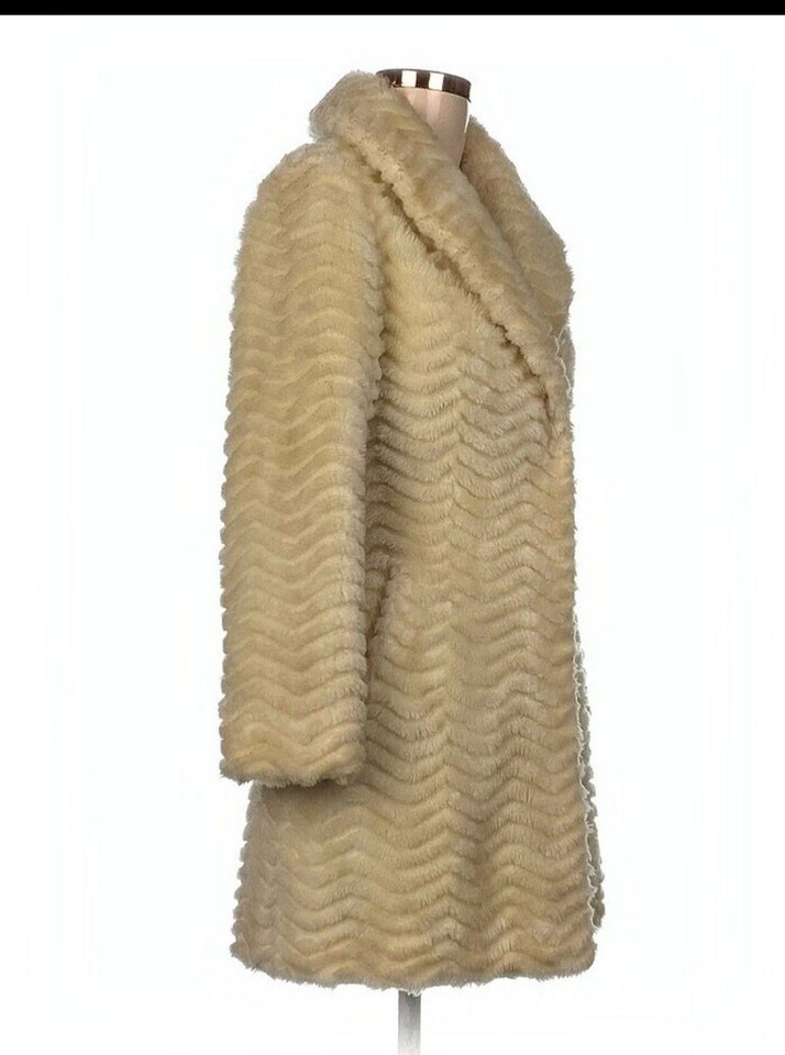 Bej Kadın Suni Kürk Kaban - Görsel 2