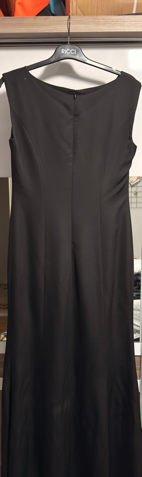 Siyah Klasik Uzun Kadın Elbise - Görsel 3