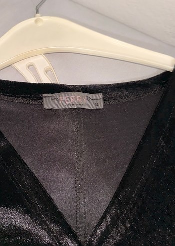 Siyah Pilili Uzun Kadife Elbise - Görsel 4