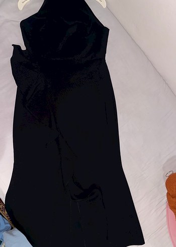 Siyah Drapeli midi Kadın Elbise - Görsel 3