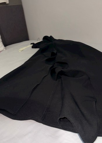 Siyah Drapeli midi Kadın Elbise - Görsel 5