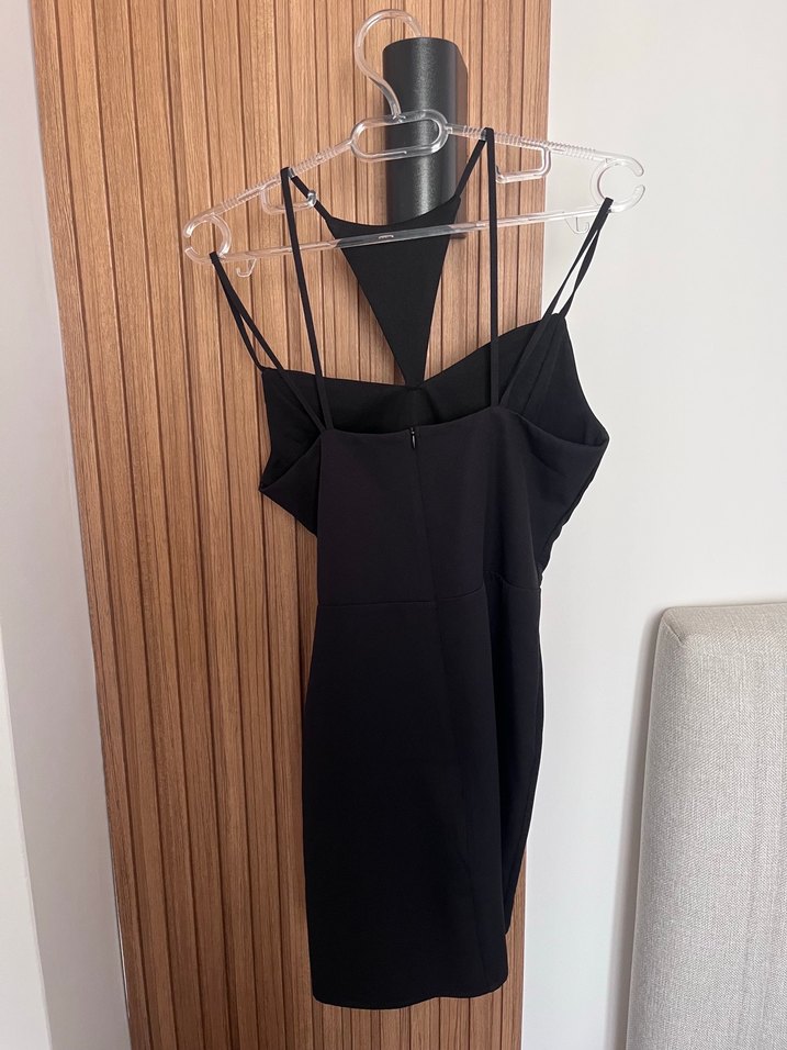 Siyah V Yaka Mini Elbise - Görsel 2
