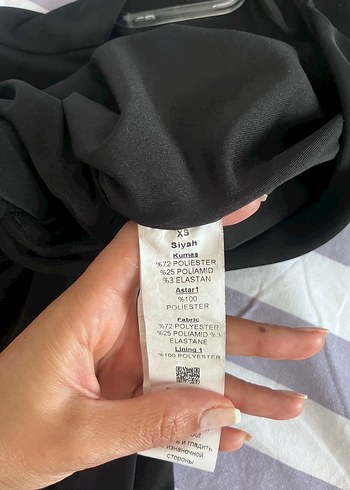 Siyah Drapeli Uzun Kollu V Yaka Elbise - Görsel 4