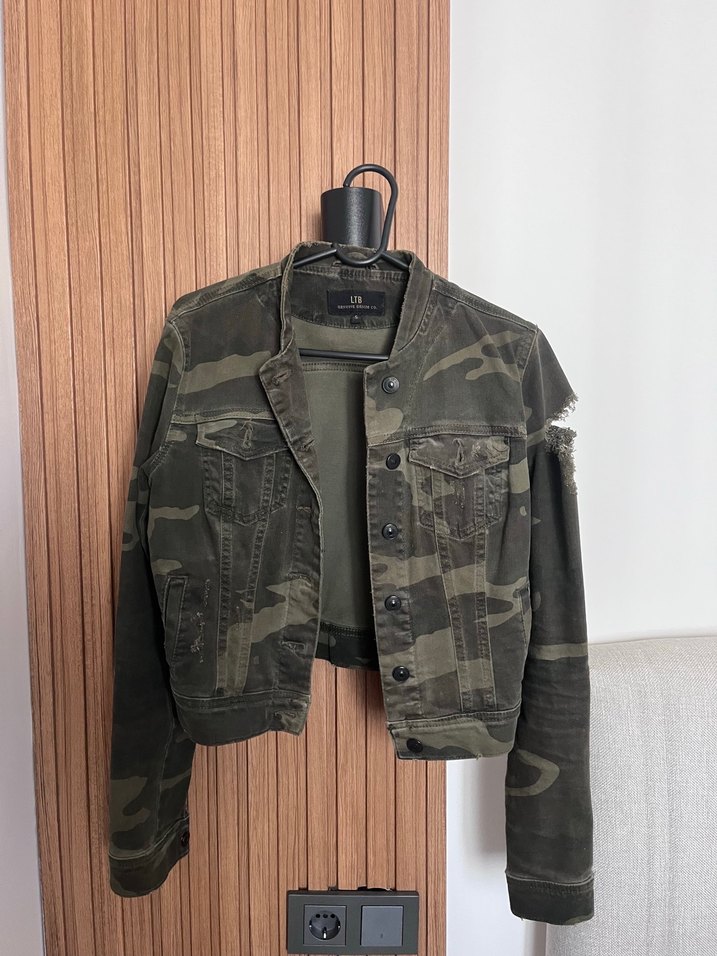 Kadın Haki Kamuflaj Denim Ceket - Görsel 4