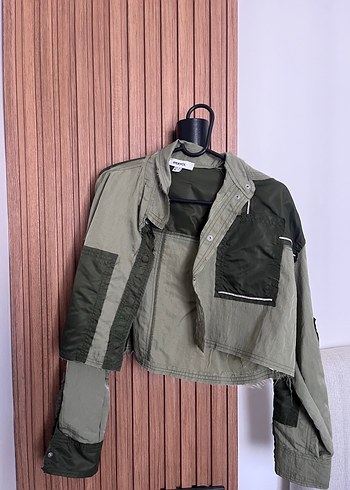 Kadın Haki Kamuflaj Denim gömlek - Görsel 4