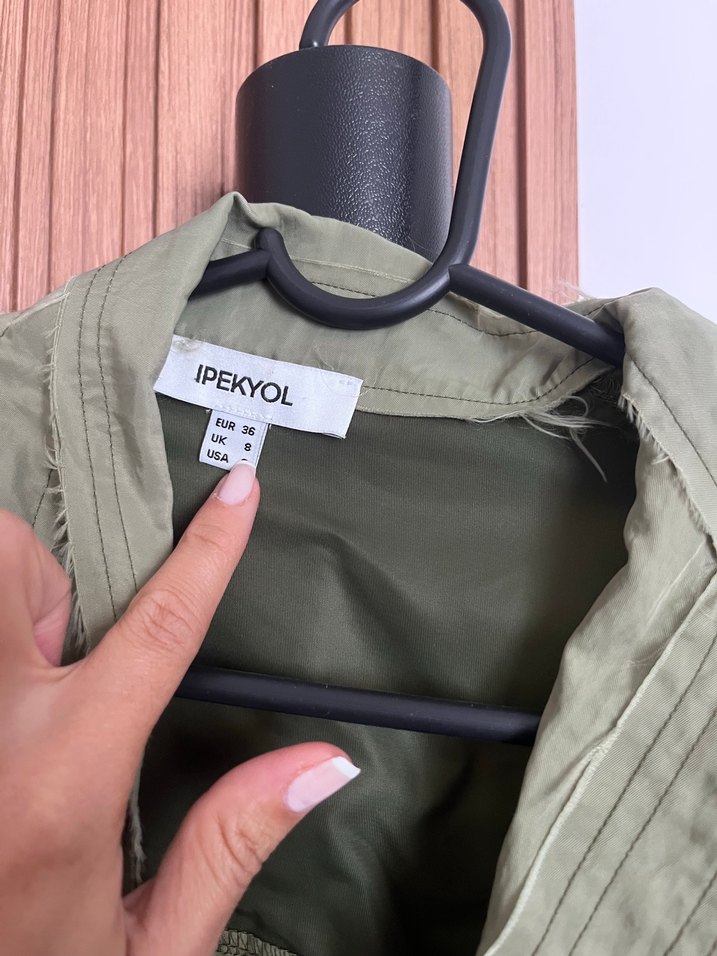 Kadın Haki Kamuflaj Denim gömlek - Görsel 5