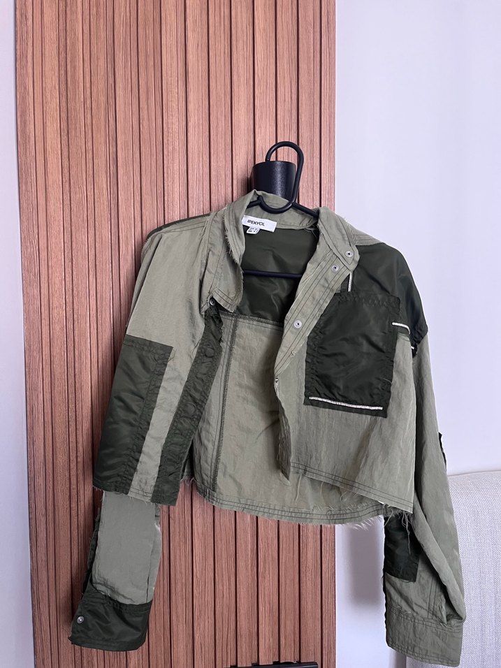 Kadın Haki Kamuflaj Denim gömlek - Görsel 4